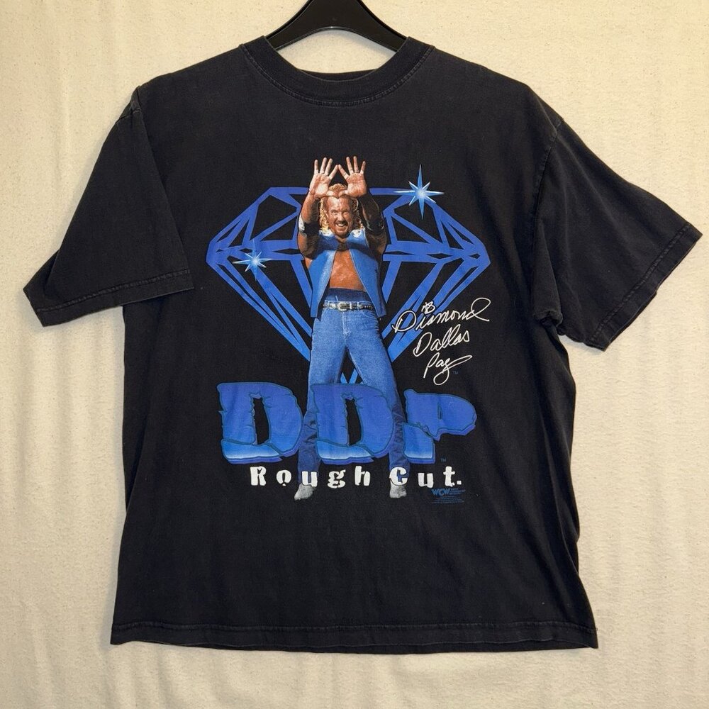 Vintage WCW Wrestling T-Shirt Large Diamond Dallas Page DDP Rough Cut EUC